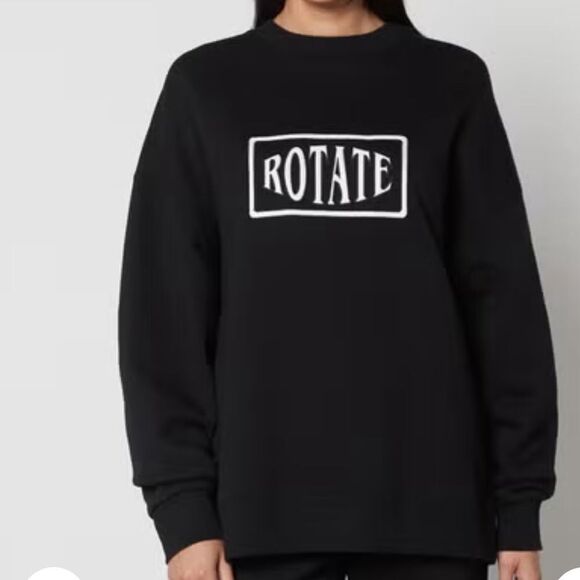 Rotate Sunday Logo Embroidered Cotton Jersey Sweatshirt Black Size Large - Picture 9 of 9